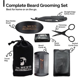 The Men’s Authority Beard Kit for Men, Beard Grooming Kit Boar Bristle Brush, Comb, Razor Growth
