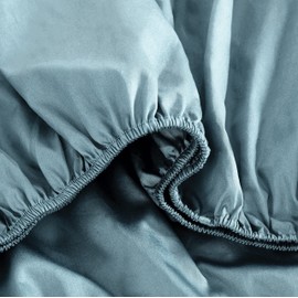 Eikei Solid Color Sheet Set Luxury Bedding Set 400 Thread Count Egyptian Cotton Long Staple Sateen Weave Breathable Silky Soft Pima Premium (Stormy Sea, King)