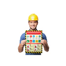 Yellow Safety - Workplace Safety Poster - Non-Lamintated, 12 x 16" (Fire Extinguisher)