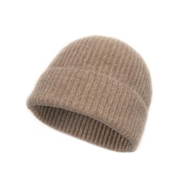 Villand 100% Cashmere Ribbed Turned Hat for Men, Ultra Soft Pure Cashmere Winter Ski Hat, camel