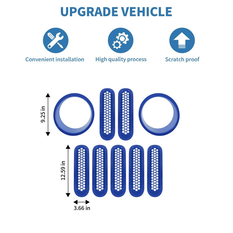 PDKLIN for Jeep JK Front Grille Inserts & Headlight Cover