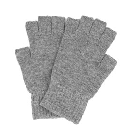 Mongolian Pure Merino Wool Woman Merino Women Man Men Half Fingers Mid Fingerless Gloves Mittens (Light Grey)