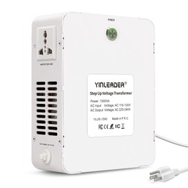 Yinleader 1500w 110v-120v to 220v-240v Step Up Transformer Power Voltage Converters(White)