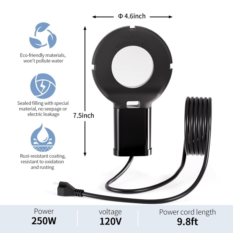 GUEOQTC 3PCS 250 Watt Bird Bath De-Icer with Thermostat, Cast