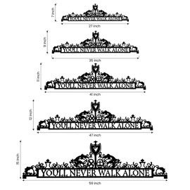 You'll Never Walk Alone Metal Wall Decor | 27'' x 7'' x 0.05'' Dimensions 1-Piece "''You'll Never Walk Alone"" Wall Art | Liverpool Fan Gift Metal Home and Office Decoration (27''W x 7''H, Black)