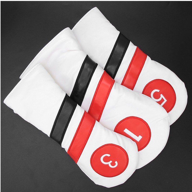 3PCS PU Leather Waterproof Thicken Lining Golf Putter Head Cover