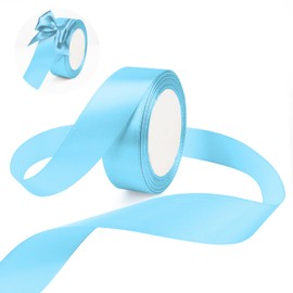 Christmas Ribbon for Gift Wrapping,25 Yard Light Blue Ribbon 1 1/2 Inch,Ribbon Double Faced Satin Ribbon for Flower Bouquet Hair Bow,Fabric Ribbons for Crafts,Valentine Wedding Decoration