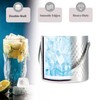 Sipoyen Stainless Steel Hammered Insulated Ice Bucket with Wooden Lid