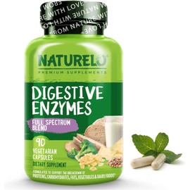 NATURELO Digestive Enzymes - Complete Formula with 15 Enzymes Including Amylase, Protease, Lipase - with Ginger Root Extract - Take Before Meal - 90 Vegan Capsules | 3 Month Supply