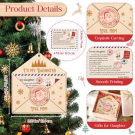 Fullhawl Christmas Daughter Gift Christmas Tree Ornaments for Daughter Wooden Letter to My Daughter Christmas Ornament with Cards Birthday Gifts for Daughter from Mom