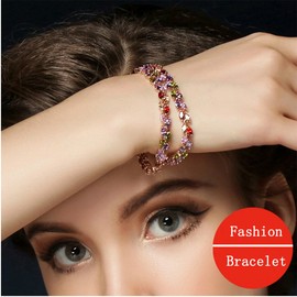 CARSINEL Mona Lisa Elementos Multicolores Zirconia Cúbica Aretes Pulsera Collar Conjunto de Joyas clásicas Regalo Ideal para Mujeres (Oro de Rose Plateado)