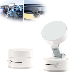 LUCKKY Vacuum Suction Magnetic Holder, Upgraded 360° Adjustable Vacuum Magnetic Suction Cup Phone Mount, Adjustable and Foldable Car Mount, Strong Magnetic Car Phone Holder (White)