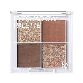 FV Brand High Color Eyeshadow Palette, Brown Type, Glitter & Pearl & Matte, 4 Color Set, Long Lasting, Teardrop Bag Makeup, Dark Brown (Dark Brown)