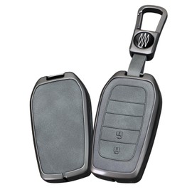 ontto ontto Grau Autoschlssel Hlle Schutzhlle Passt fr Toyota Corolla Cross Yaris GR Cross Hybrid CHR RAV4 Prius Hilux fr Suzuki Swace 2023 2024 Metall Leder Schlsselhlle Schlsselanh?nger 2 Tasten