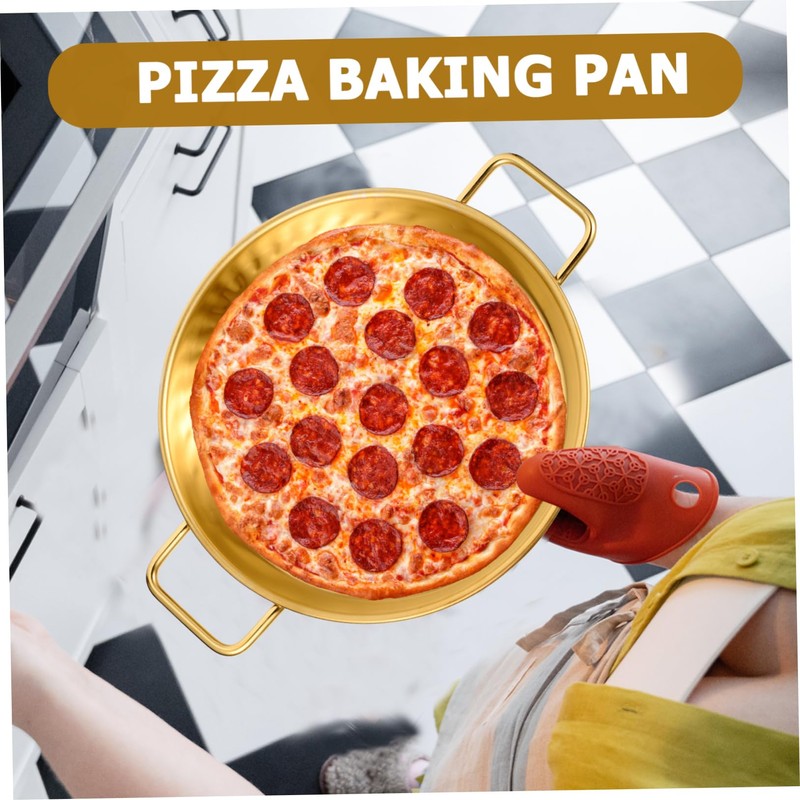 Operitacx Stainless Steel Pizza Plate Perforated Baking Tray for Even