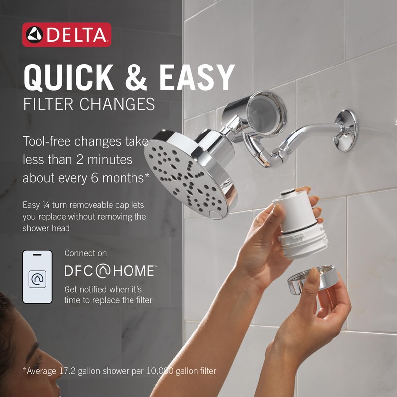 Delta Faucet Clarifi Premium Shower Filter Attachment with Filter, Hard