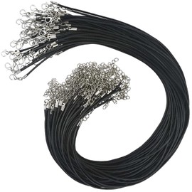 Pack of 60 Waxed Necklace Cord Braided Leather Cord Bracelet Necklace Cord Leather Chain Buckles Leather Cord for DIY Necklace Jewellery Making