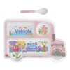 Kids Dinner Plate with Spoon Bamboo Fiber Divided Plates Cartoon