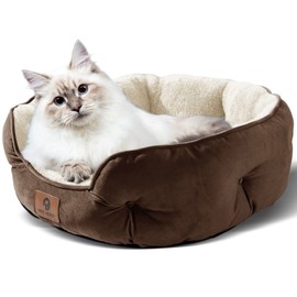 Asvin Medium Dog Bed for Medium Dogs, Cat Beds for Indoor Cats, Pet Bed for Puppy and Kitty, Extra Soft & Machine Washable with Anti-Slip & Water-Resistant Oxford Bottom, Brown, 25 inches