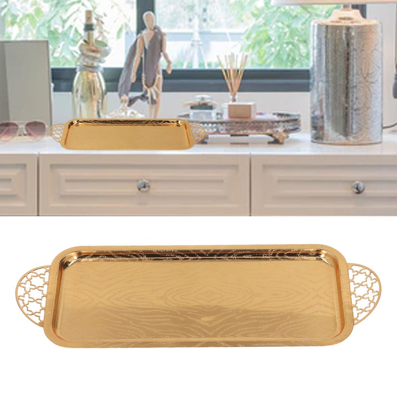 Serving Tray Gold Retro Light Luxury Oblong Water Cup Tea
