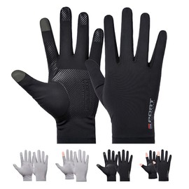 PIROXIS Men's Gloves, Summer Gloves, Thin UV Gloves, Cool to the Touch, UV Protection, Breathable, Anti-Slip, Touch Panel Compatible, Sunburn Protection, Fishing, Bicycle, Driving, Unisex, Black