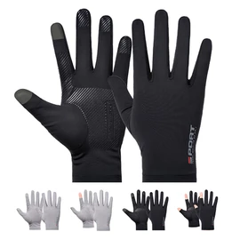 PIROXIS Men's Gloves, Summer Gloves, Thin UV Gloves, Cool to the Touch, UV Protection, Breathable, Anti-Slip, Touch Panel Compatible, Sunburn Protection, Fishing, Bicycle, Driving, Unisex, Black