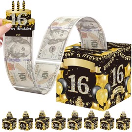 POPOYU 16th Birthday Money Box Cash Gift Pull,MoneyPull Out Gift Box 16th Birthday Money Presentation Box for Cash Gifts,Funny MoneyPull BoxMoney Gift Box for Girls Boys Teens BirthdayGifts