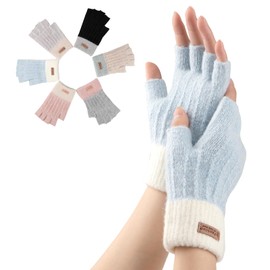 Bodvera Fingerless Gloves for Women Winter Half Finger Gloves Knitted Fingerless Mittens for Typing Driving