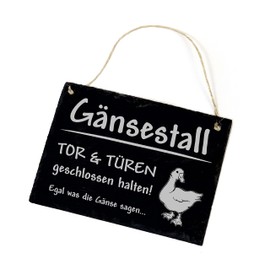 Slate Sign Engraved - GÄNSESTALL Tor & Türen geschlossen | Stable Board Geese Door Sign 22 x 16 cm | Dekolando Home Accessories