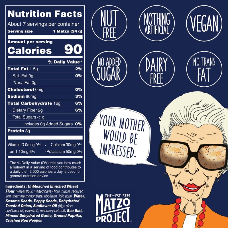 The Matzo Project Crispy Matzo Flats, Flatbread Crackers Sprinkled with