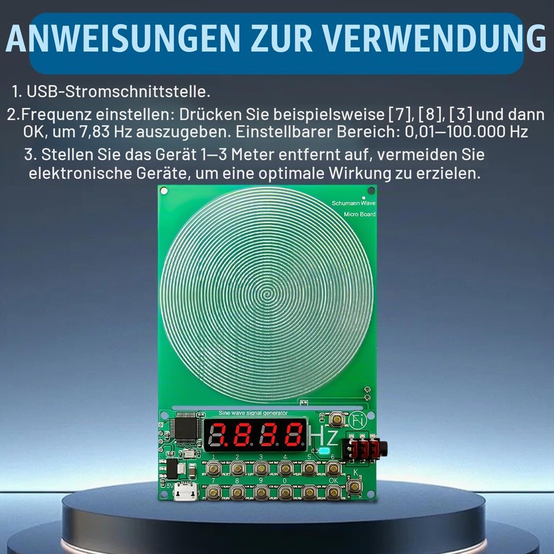 7.83 Hz Schumann Frequency Generator, Adjustable 0.01 Hz - 100,000