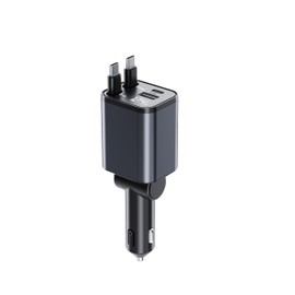 2025 Kwak's Car Charger, 80W Fast Charging, 4 Devices Simultaneously, USB Rapid Charging, Roll-Up Type, Ultra-Compact Design (1.8 x 1.5 x 5.1 inches (4.5 x 3.8 x 13 cm), Compatible with iPhone/Android/iPad, Travel, Driving Car Supplies (Type C + Type C)