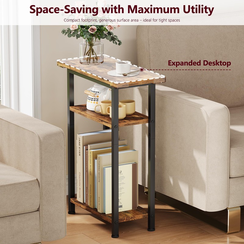 Heybly Narrow Side Table for Small Space, 25.2" Tall Nightstand