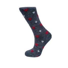 ALPACA HEARTS PATTERN SOCKS (US, Alpha, Small, Regular, Regular, Grey)
