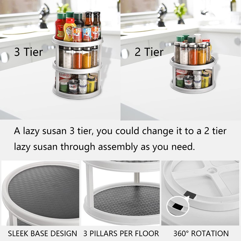 Yesland 3 Tier Lazy Susan Turntable - 12'' Round Tiered