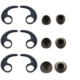 BLLQ Replacement for Jay Bird x4 x3 x2 Ear Tips Ear Hooks Ear Fins Wing Tips 12 PCS Accessories, Silicone EarHooks Earbuds Tips Eargels Eartips Compatible with Jay Bird X2 X3 X4 S/M/L Black (Jbird)