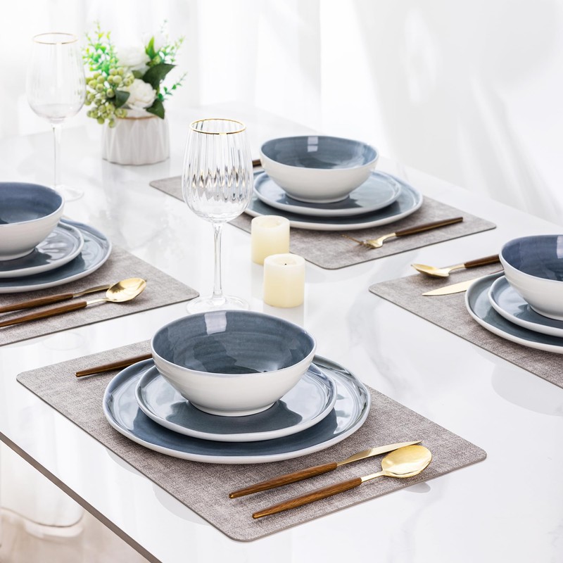 LERATIO Ceramic Dinnerware Sets for 4,Porcelain Plates and Bowls Sets