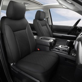 GIANT PANDA Car Seat Covers Full Set Custom Fit 2014-2021 Toyota Tundra Seat Protectors 5 Seater Pickup Trucks CrewMax Double Cab SR5 Limited Platinum TRD Pro Crew Cab Truck (Black)