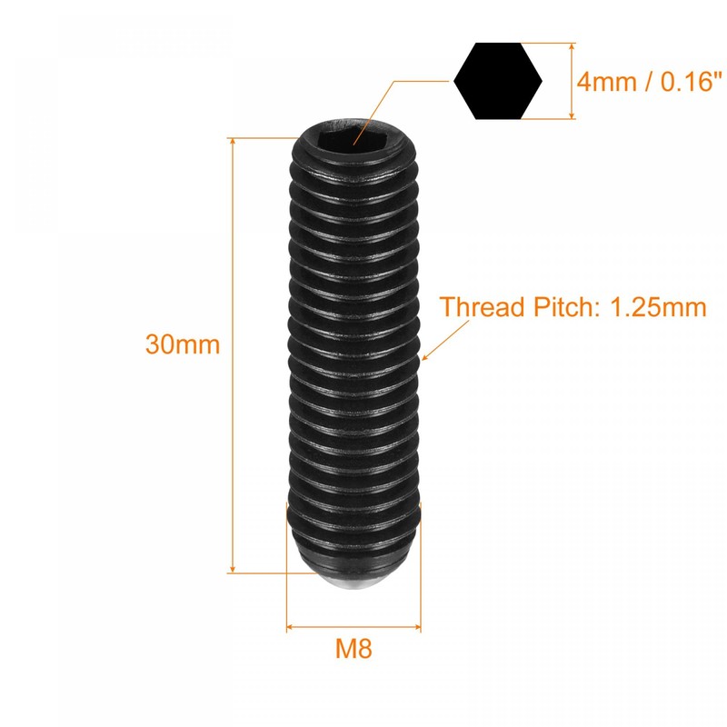 sourcing map Ball Point Set Screws, 20pcs M8 x 30mm