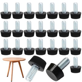 Jiozermi 24 Pcs Furniture Levelers 5/16"-18 UNC Table Leg Levelers, Levelling Foot Screw on Furniture Adjuster Mini Adjustable Feet for Furniture Legs Patio Furniture Feet - Black