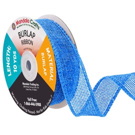 Mandala Crafts 20 Yards Country Western Rustic Accents Decorative Trimmings Wrapping Jute Burlap Ribbon Spool (Sky Blue, 1 Inch)