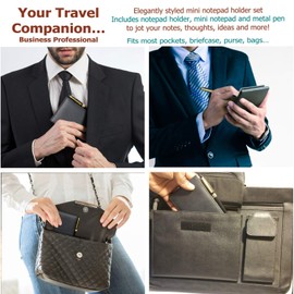 Mini Notepad Holder Set - 3x5 Pocket Memo Pads Book Cover for Business Professionals - Small Flip Jotter Notebook Case