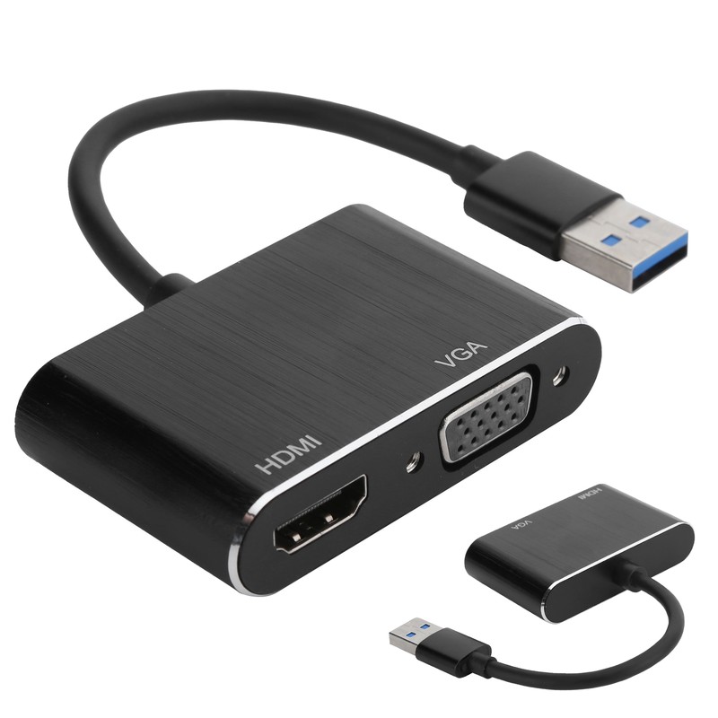 USB3.0 to VGA/HDMI Adapter Power Converter Display Expansion Dock Computer