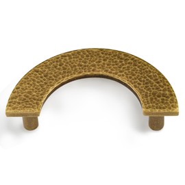 DOOROOM 4 Pack 3-2/5 Inch Half Moon Gold Pull Finger Edge Pulls Cabinet Kitchen Dresser Pulls Half Round Hammered Brass Drawer Pulls Vintage Hardware, S