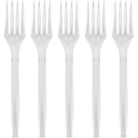 Basic Cutlery Collection 50-Count Medium Weight Clear Plastic Forks | Disposable & Convenient for Parties, Picnics, Events