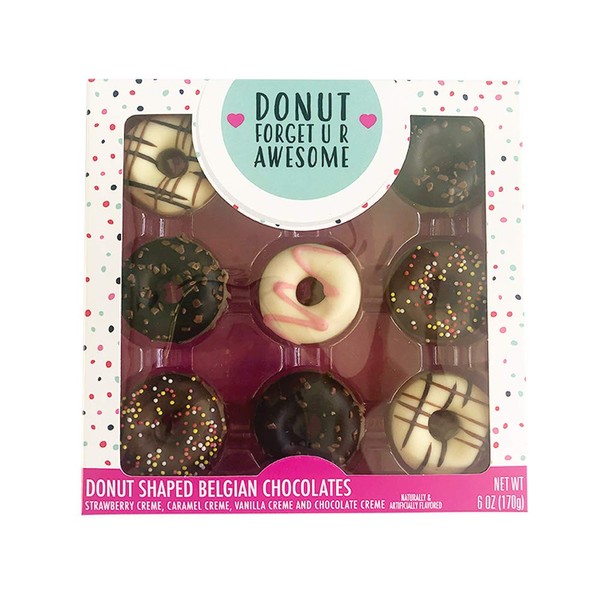 Assorted Donut Shaped Belgian Chocolate Candy Treats Gift Set, 6 oz