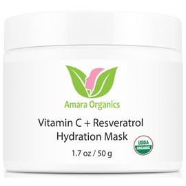 Vitamin C + Resveratrol Facial Hydration Mask - USDA Certified Organic Hydrating Moisturizer Face Cream- 1.7 oz