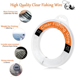 Clear Fishing Line Wire 525 ft, Invisible Fishing Wire Nylon String for Hanging Balloons Crafts Picture Decorations, Clear String for Bracelets Necklaces, Jewelry Making Beading Threads Cords WUINDID