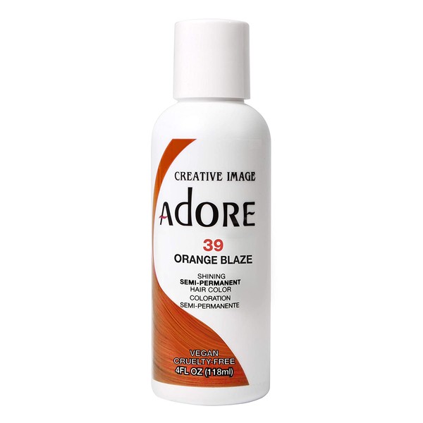Adore Semi-Permanent Haircolor #039 Orange Blaze 4 Ounce (118ml) (2 Pack)