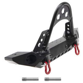 Metal RC Crawler Front Bumper with Tow Hook Led Light Compatible with Axial SCX10 Jeep SCX10 II 90046 90047 Traxxas TRX-4 RC4WD D90 Redcat Gen8 1/10 RC Crawler Car (Black)